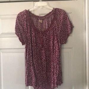 Plus size cranberry colored peasant shirt